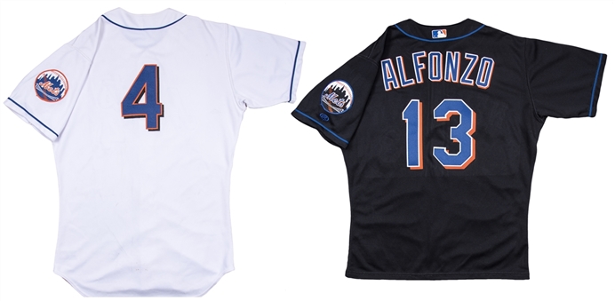Lot of (2) New York Mets Infielders Game Used & Game Issued Jerseys Including 1999 Edgardo Alfonso and 2000 Robin Ventura